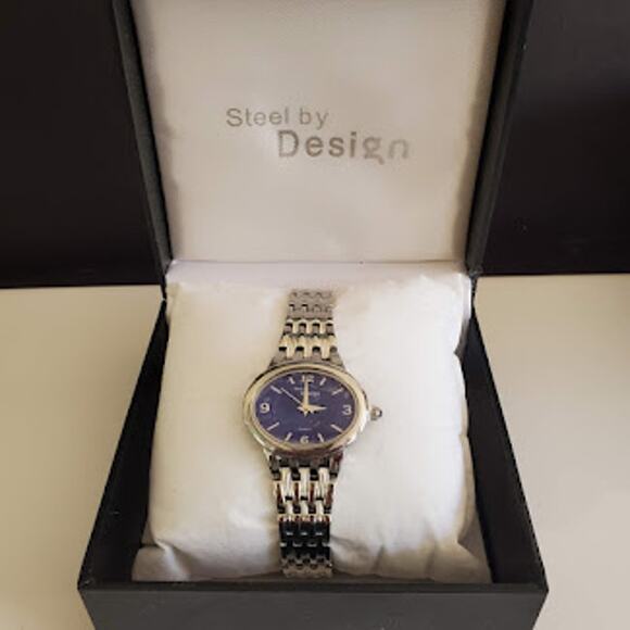 Steel by Design Women's Watch Blue Dial Oval Stainless Steel New without Tags‎ - Picture 7 of 7